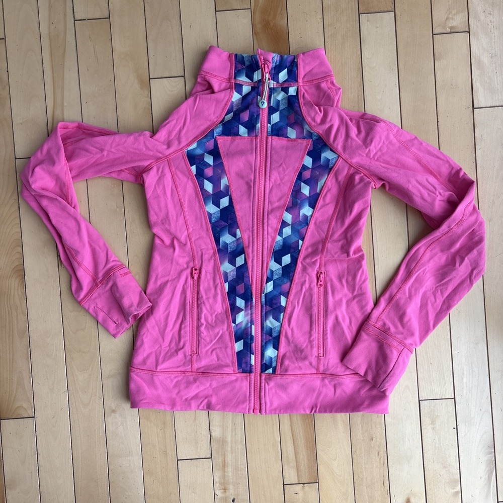 Ivivva By Lululemon Jacket Girls Size 14 Pink Full Zip Athletic Thumb Holes